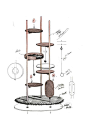 Three Poles Cat Tower / Milliong, 2019 / Designed by Jiyoun Kim Studio™ - Jiyoun Kim, Hannah Lee / www.jiyounkim.com
