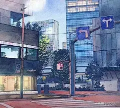 日本画师笔下的东京水彩小屋，感受小城独特的治愈感
