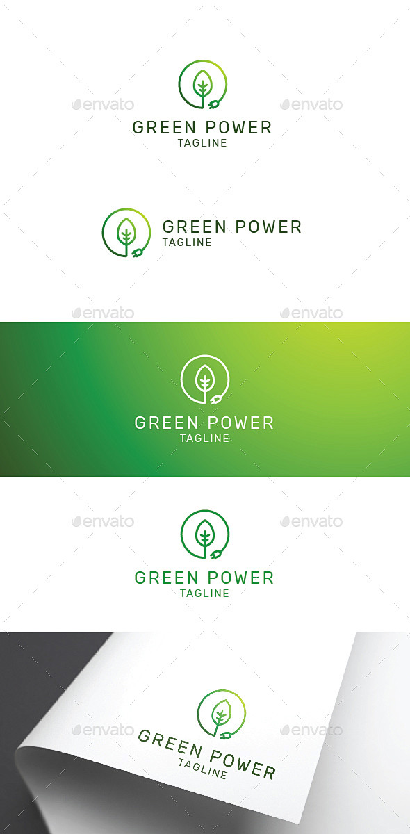 绿色能源的标志——自然标志模板Green...