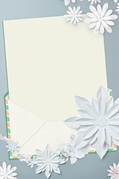 淡蓝色文艺清新立体花卉广告背景