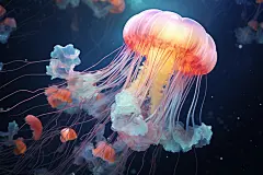 简约唯美海底水母壁纸素材图片