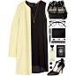 #black #yellow #elegant #classic #classy #bonton #dress #blackdress #coat #leather