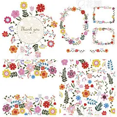 Set of floral backgrounds. Spring and summer flowers. Vector.