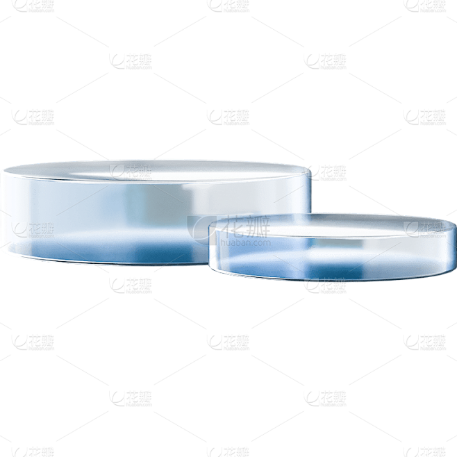 通用轻拟物风半透明蓝色玻璃展示器皿元素素...