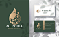 Premium Vector | Water drop / olive oil with woman silhouette logo and business card design
