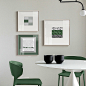 看见 现代简约装饰画抽象几何客厅壁画 墨绿色极简餐厅挂画高级感