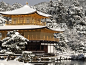 日本京都金阁寺，雪。 ​​​​