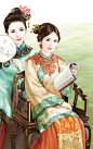 古风海报 中国风 古典风格 游戏手绘 插画 手绘 优雅 唯美 小清新 花样美男美女