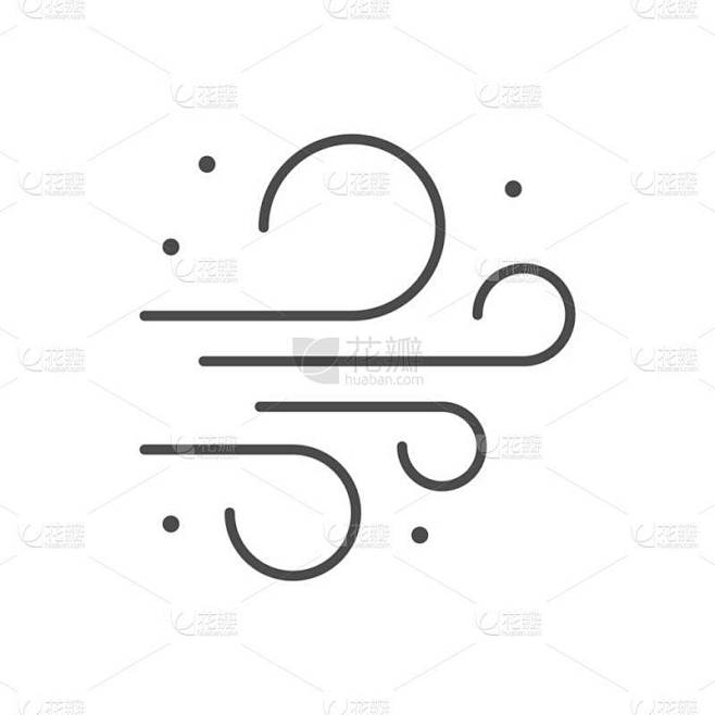 气流或气流线图标隔离在白色上.矢量说明