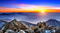 General 1920x1080 landscape nature Sun sunset mountains rocks mist clouds sky horizon South Korea