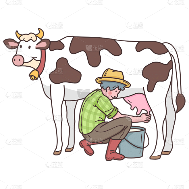 SVG-挤牛奶人物常规贴纸