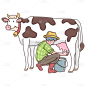 SVG-挤牛奶人物常规贴纸