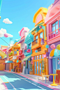 3D电商街道商铺场景创意设计