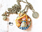 polymer clay necklace / steampunk Alice / disney / princess / clay