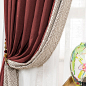 MINGTEX现代新中式窗帘布高档客厅卧室遮光纯色棉麻窗帘定制TZ004