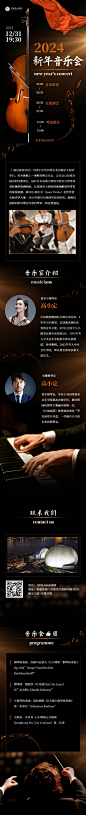 新年音乐会邀请函小提琴演出长图