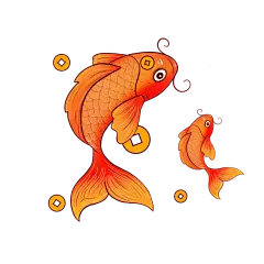 黄色手绘简约风国风锦鲤水彩素材