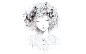 monochrome closed eyes simple background anime girls white background hair ornaments original characters Sawasawa  / 1920x1200 Wallpaper