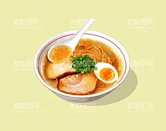手绘叉烧鸡蛋面  - 源文件下载【酷图网】手绘叉烧面,手绘鸡蛋面,手绘汤面,美食插画,一碗面,叉烧面