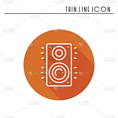 音乐栏音频喇叭图标。立体声音乐音响系统影院立柱。线路元素图标。向量的线性设计。插图。符号、标志
