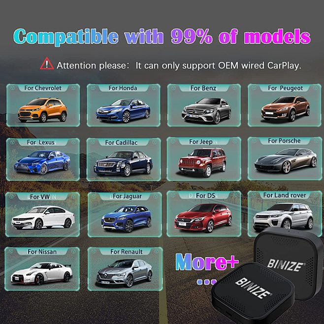 Binize Wireless CarPlay Android AUTO Multimedia Video Box 4G Cellular