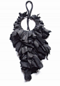 Giulia Boccafogli - Handmade jabot necklace made with flaps of italian recovery leather, sewn -