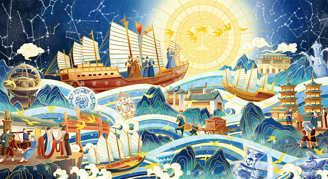 丝绸之路系列插画-古田路9号-品牌创意/...