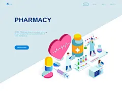 多种类型的时尚高端的2.5D等轴等距应用程序APP UI KITS开发着陆页海报插画banner设计模板大集合 医疗