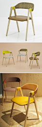 西班牙设计师 Patricia Urquiola 的简约椅子，靠背使用了编织篮设计，颜色显得清新