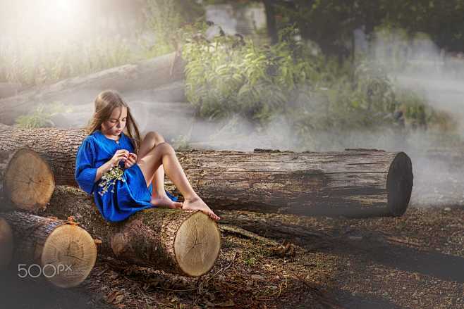 Girl on the logs by ...