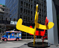 曼哈顿下城Keith Haring的彩涂钢板雕塑景观