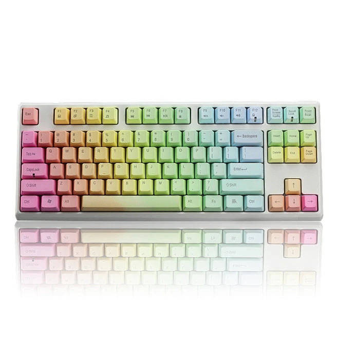 Keycool/凯酷87II代无冲机械键盘黑色ABS白色PBT彩虹-花瓣网