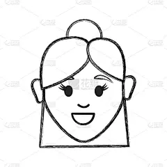 轮廓快乐的脸和发型的女人