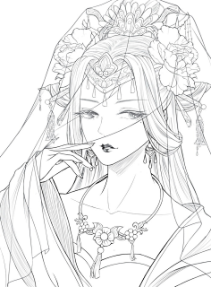 风涂色线描集 零基础手绘古风漫画线描人物 飞乐鸟铅笔素描 水墨