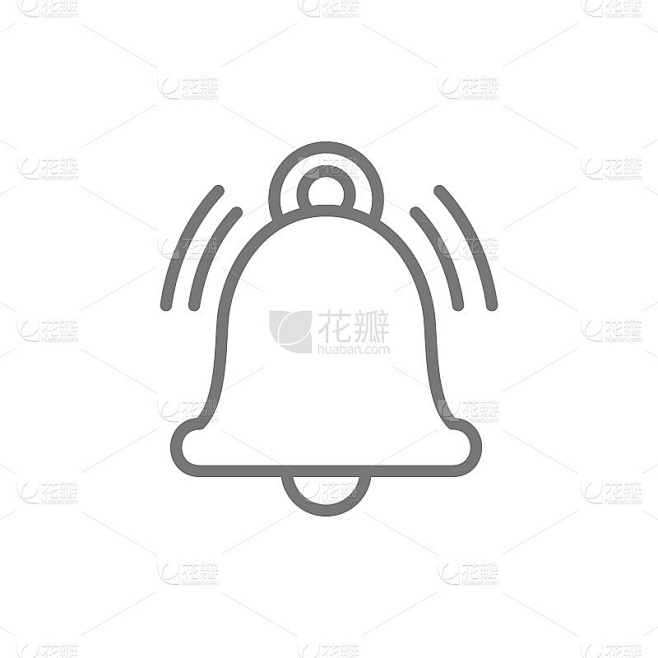 矢量通知铃、报警铃、服务手铃线图标。