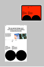 This may contain: an orange and black brochure with two circles on the front, one circle in the back