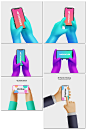 卡通手持手机APP设计提案UI界面贴图样机模板 3d cartoon hand with phone mockup