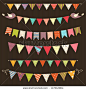 Retro bunting and garland set - stock vector