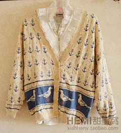 【已出仅欣赏】海的故事。开衫 复古毛衣 vintage毛衣-淘宝网