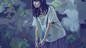 Anime 1920x1080 nature flowers women shirt anime long hair black hair Rui Li