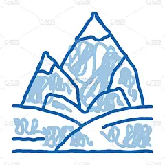 山与雪涂鸦图标手绘插图