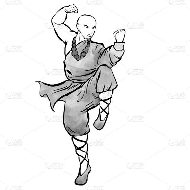 中国风-水墨武侠人物插画贴纸5