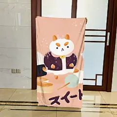 来图定制日本卡通蜂妹与狗狗猫印花单面浴巾吸水速干毛巾洗澡巾-淘宝网