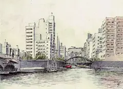 铅笔淡彩城乡风景手绘 : 日本画家坂田，铅笔淡彩城乡风景手绘