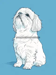 西施犬仰望简单矢量插画250211(1)