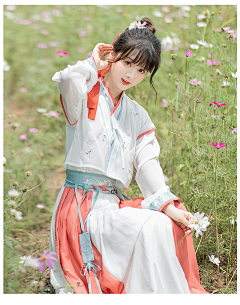 夏日酸梅采集到61：6：1衣：夏：唐 披肩/背子+薄短衫+裙