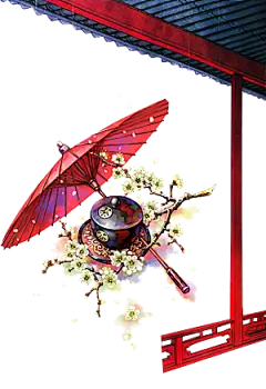 中国古风油纸伞卡通手绘油纸伞雨伞