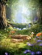 a fairy scene in a wooded area, in the style of daz3d, flat backgrounds, 32k uhd, flower and nature motifs