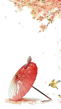 中国古风油纸伞卡通手绘油纸伞雨伞