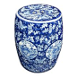 Very pretty Blue and White Medallion Garden Stool with Butterly Pattern.  Free shipping!